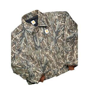 Rare VTG 90s Carhartt Realtree Mossy Oak Camo Quilt Lined Cropped Detroit Jacket